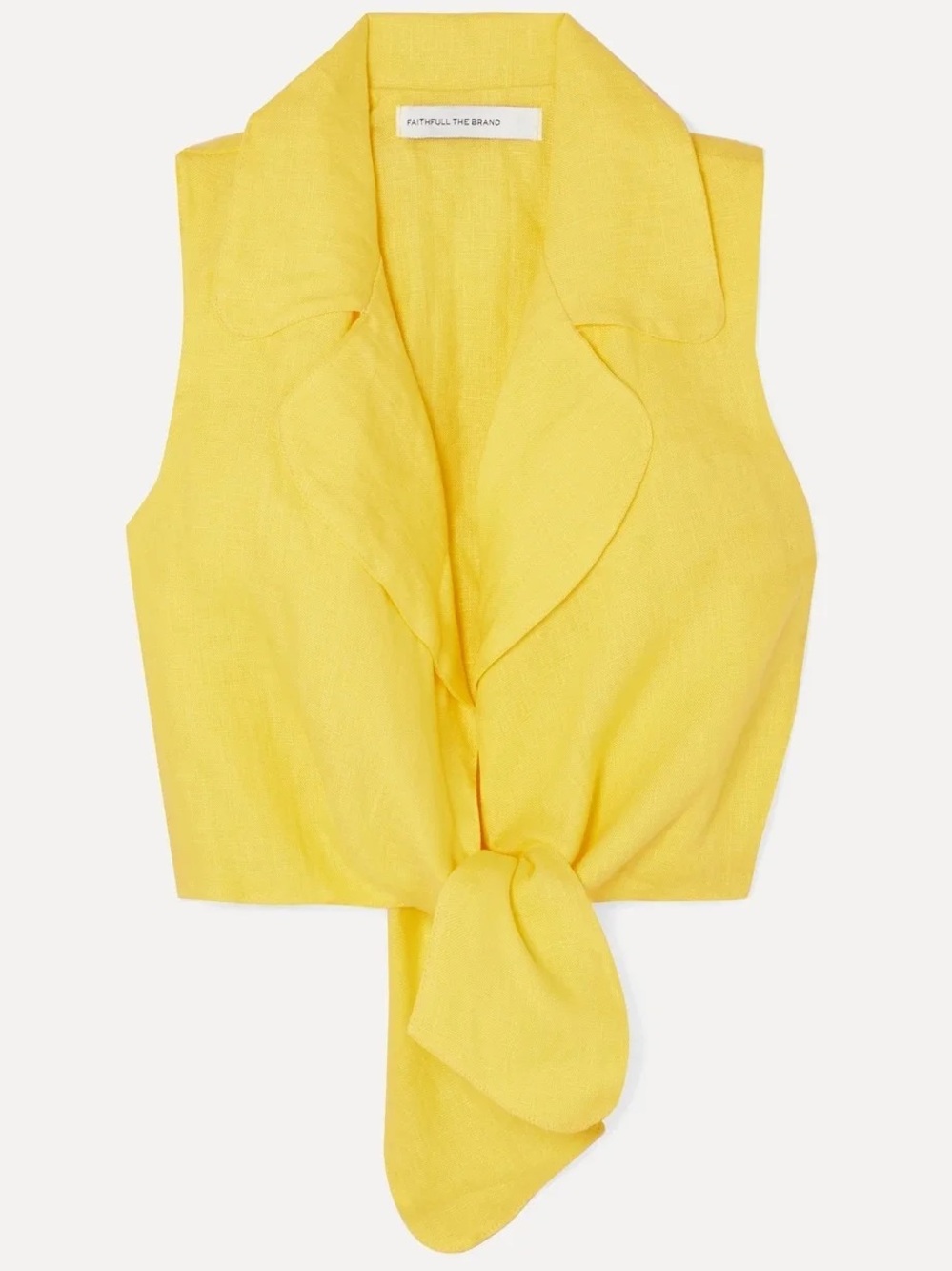 NWT Faithfull the Brand Bright Yellow Linen Top sz M